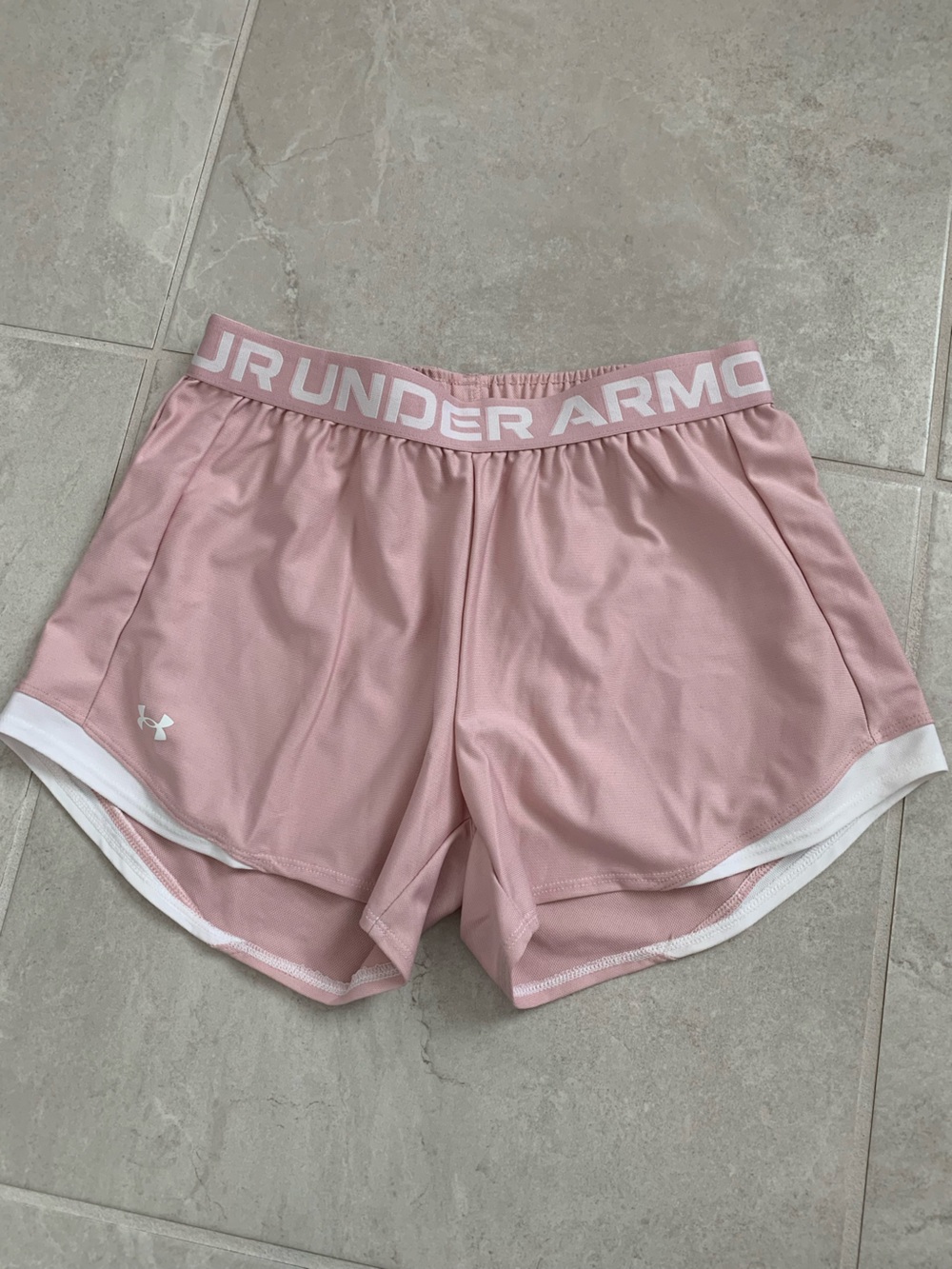 Under Armour Light Pink Women's Athletic Shorts with White Trim